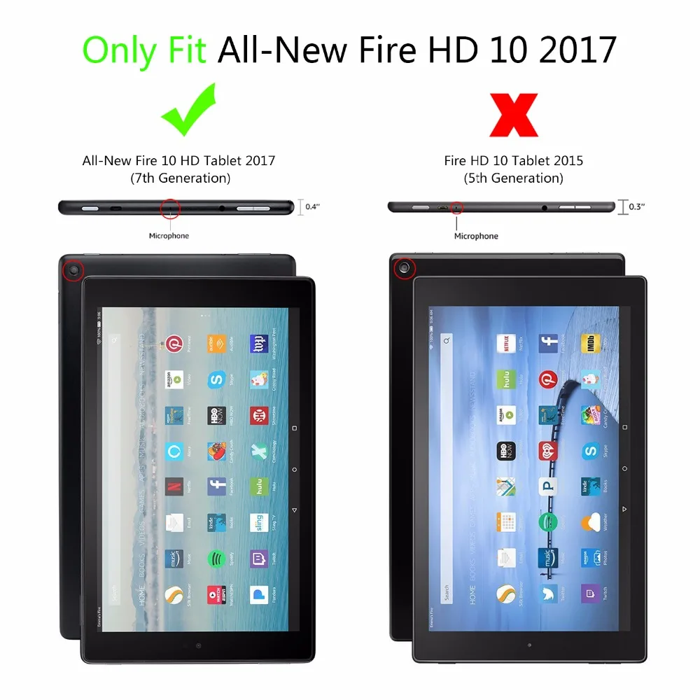 Чехол для Kindle Fire/Kindle Fire HD 10 2019 2017 Tablet чехол Amazon 1 дюймов раскладная откидная задняя