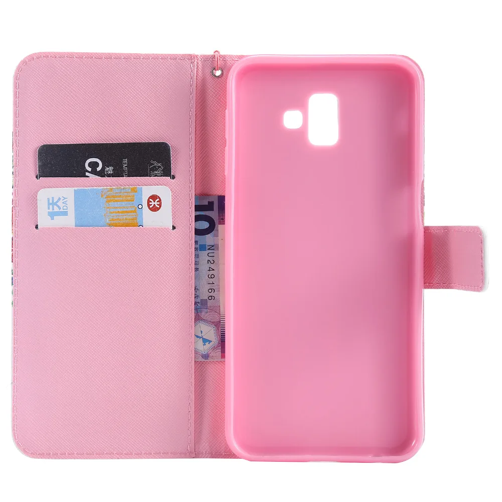 Кожаный чехол для Fundas samsung Galaxy J6 Plus, чехол для Coque samsung J6 Plus J6Plus J610, чехол-книжка с кошкой, чехол для телефона