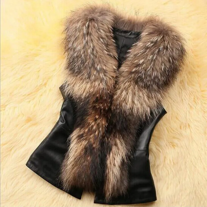 Женский меховой жилет из искусственного меха большого размера Женская куртка с