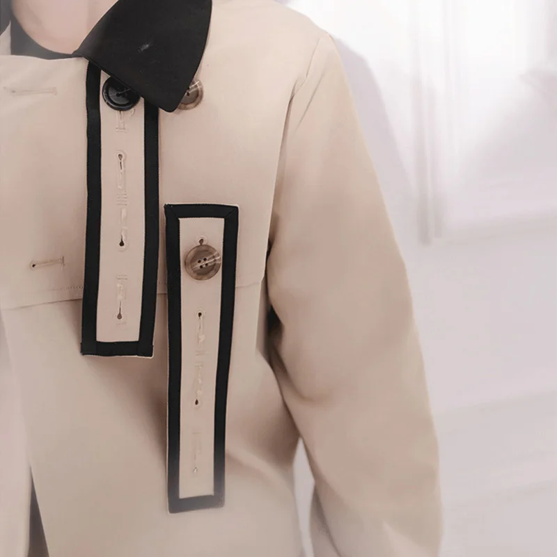 Женский костюм цвета хаки с несколькими пуговицами осенний комплект из двух