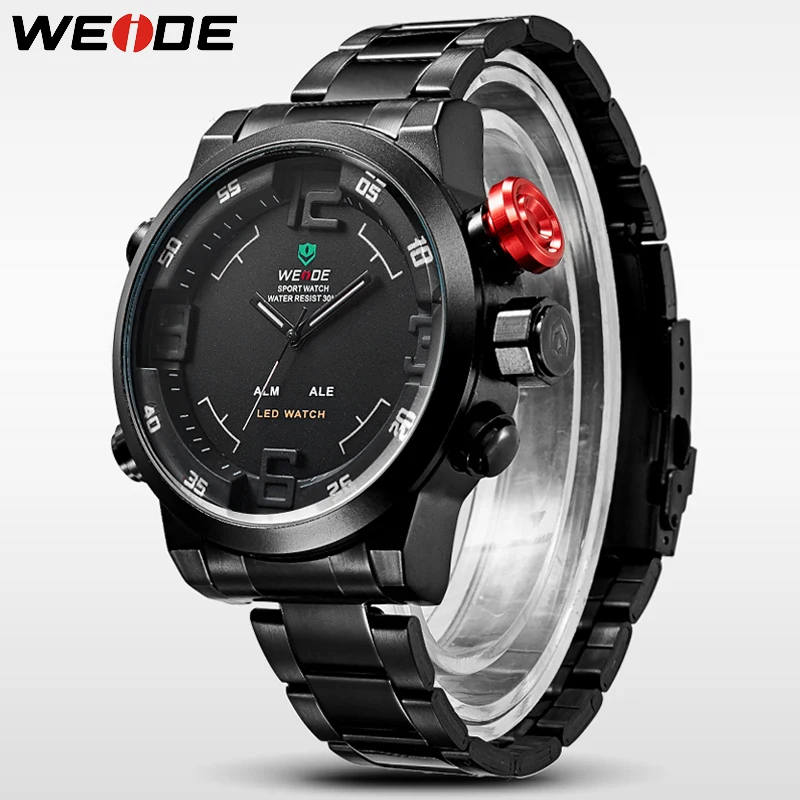 2018 Мужские Оригинальные брендовые цифровые часы WEIDE из нержавеющей стали