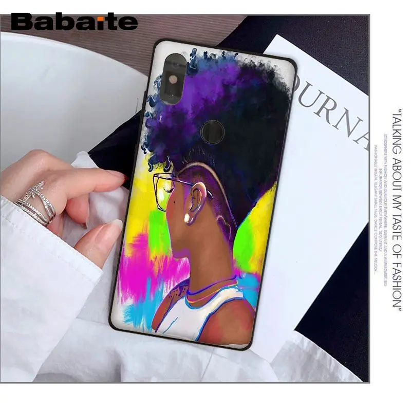 Babaite Colorful art african girl Printing Soft Silicone Black Phone Case for Xiaomi Mi 8 8 SE 6 Note 3 MIX 2 2S Note 3 Cover