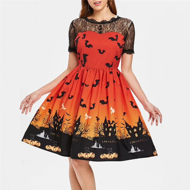 2018 Хэллоуин платье женское сексуальное кружевное Бандажное Черное Платье