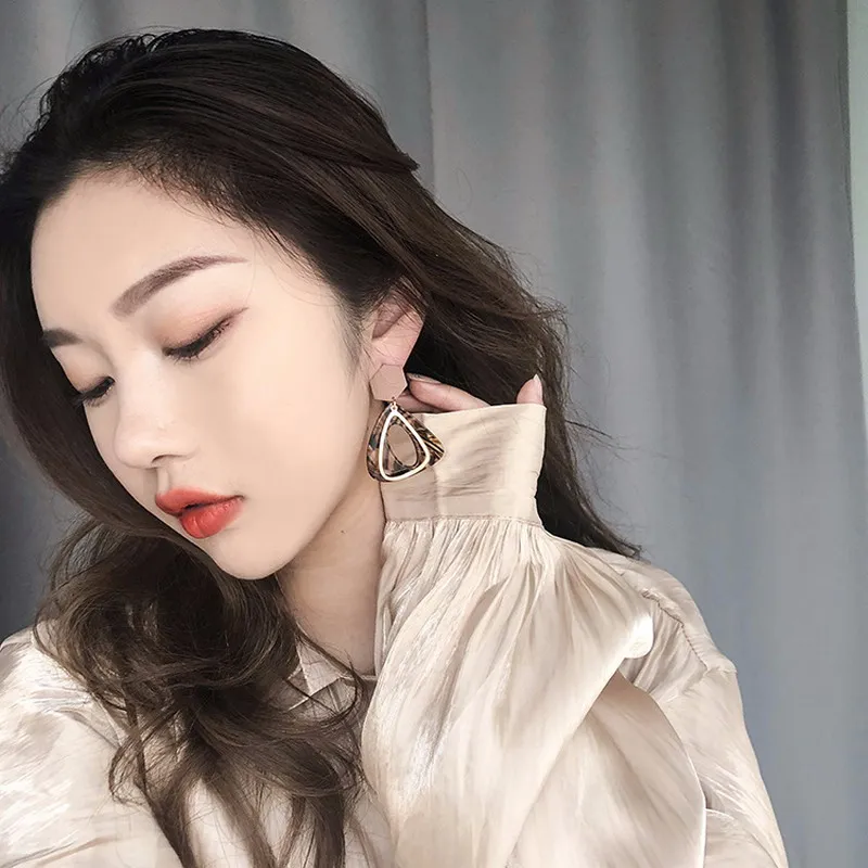 New Trendy Irregularity Triangle Acrylic Earrings for Women Simple Retro Alloy Geometry Dangle Drop Jewelry Bijoux 2019 | Украшения и