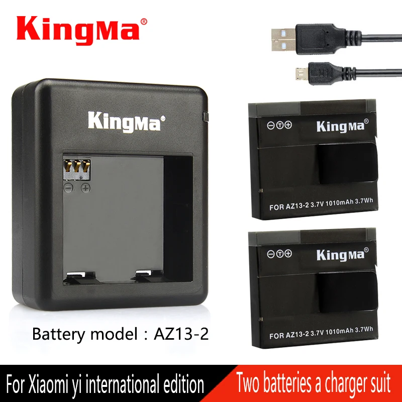 Kingma для подзаряжаемого аккумулятора Xiaomi YI с двумя USB зарядными AZ13-2 для экшн-камеры yi Xiaomi Yi, международная версия