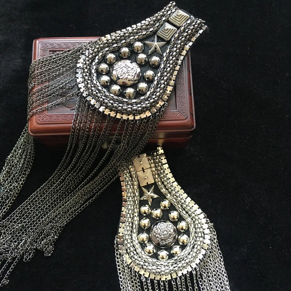 Ручная работа A99 epaulette ювелирные изделия кисточкой большое плечо брошь погоны/погоны Шипы/escapulario Блейзер аксессуары/булавка