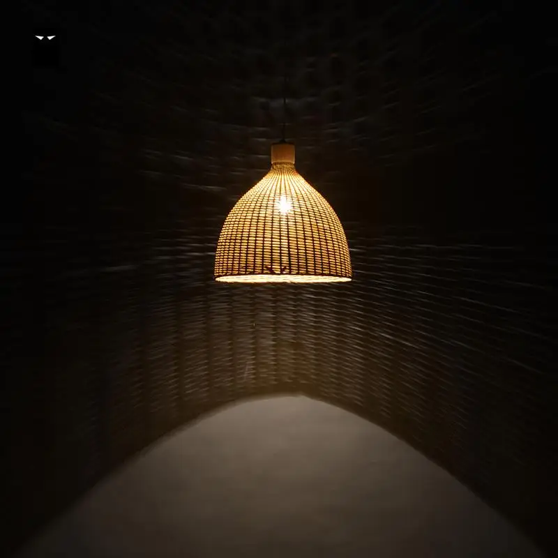 Изящная круглая подвеска в виде корзины из бамбука и ротанга ручная работа