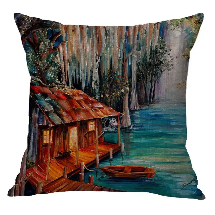 Страшно маска Хэллоуин украшения Magic Наволочки пейзаж кабина лодка полярный