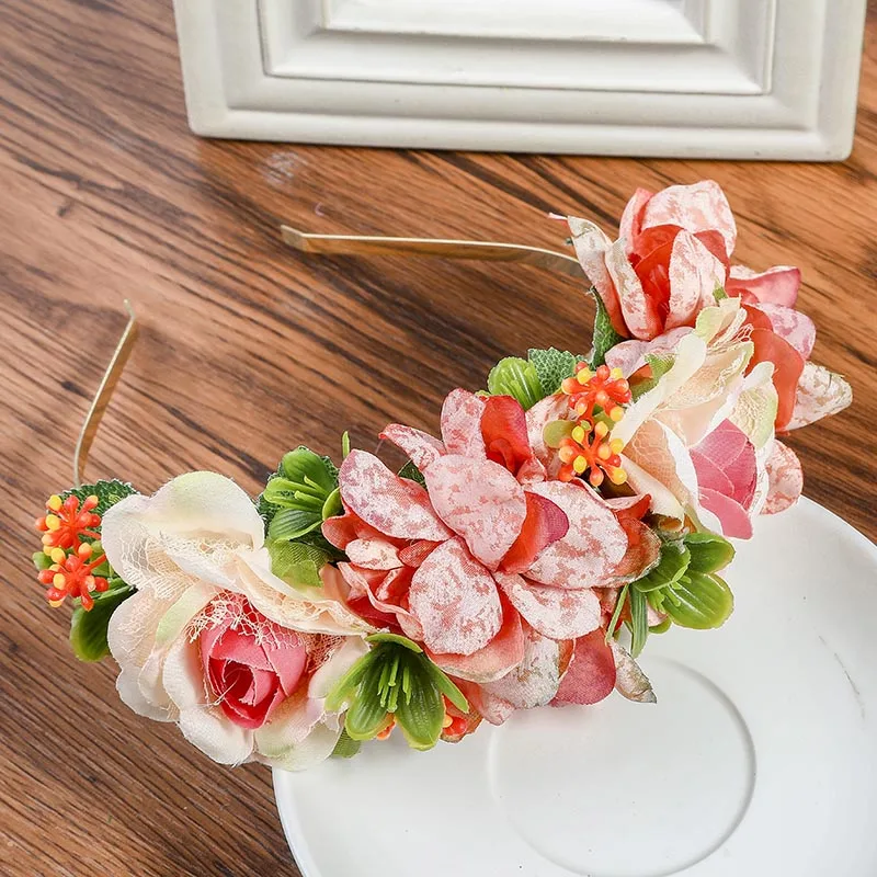 Rose Red Haimeikang модная цветочная ткань повязка для волос реалистичные фрукты кружева бутон повязки для женщин 3 цвета пляжные свадебные аксессуары для волос - Цвет: Rose Red