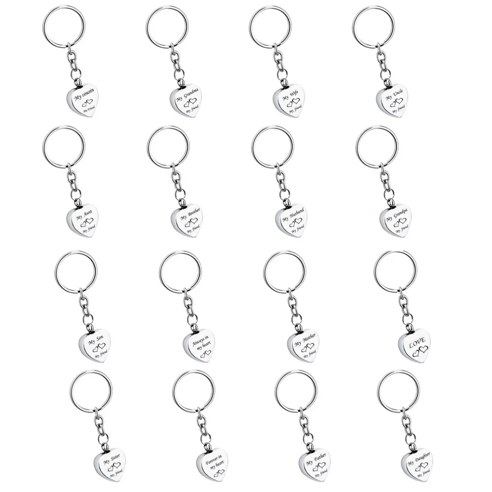 

custom MOM and DAD Pendant Cremation Urn Key chain Heart Memorial Ash Keepsake Cremation Jewelry for Ashes Keychain