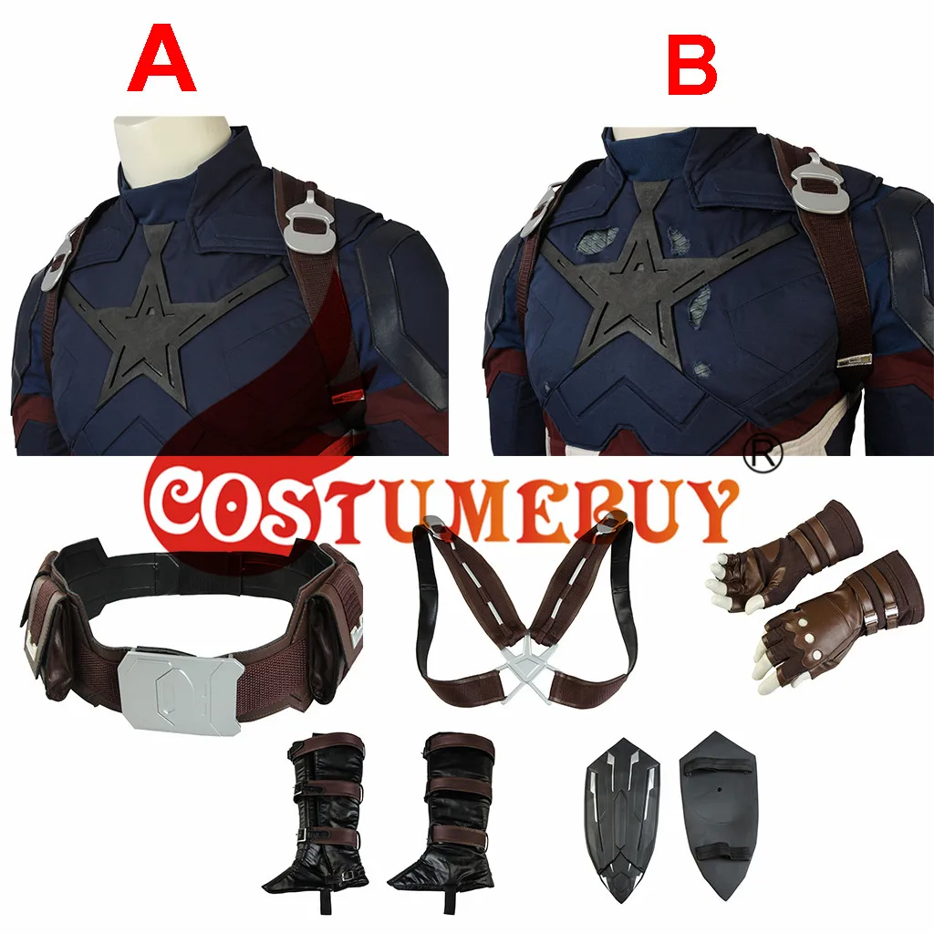 CostumeBuy Мстители Бесконечная война Капитан Америка Косплэй взрослый костюм Мстители 3 Стив костюм Роджерс костюм L920