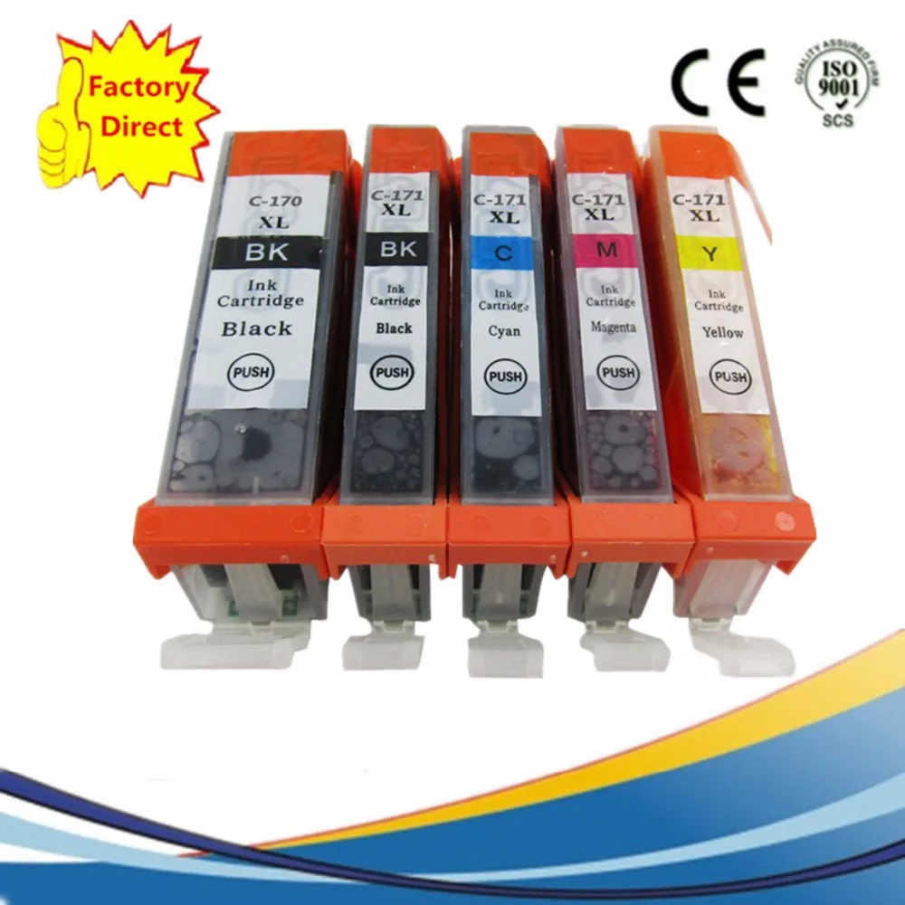 PGI 170 PGI-170 XL PGI170 PGI-170XL PGI-170BK для Pixma MG5710 MG6810 MG7710 Замена чернильных картриджей Printer |