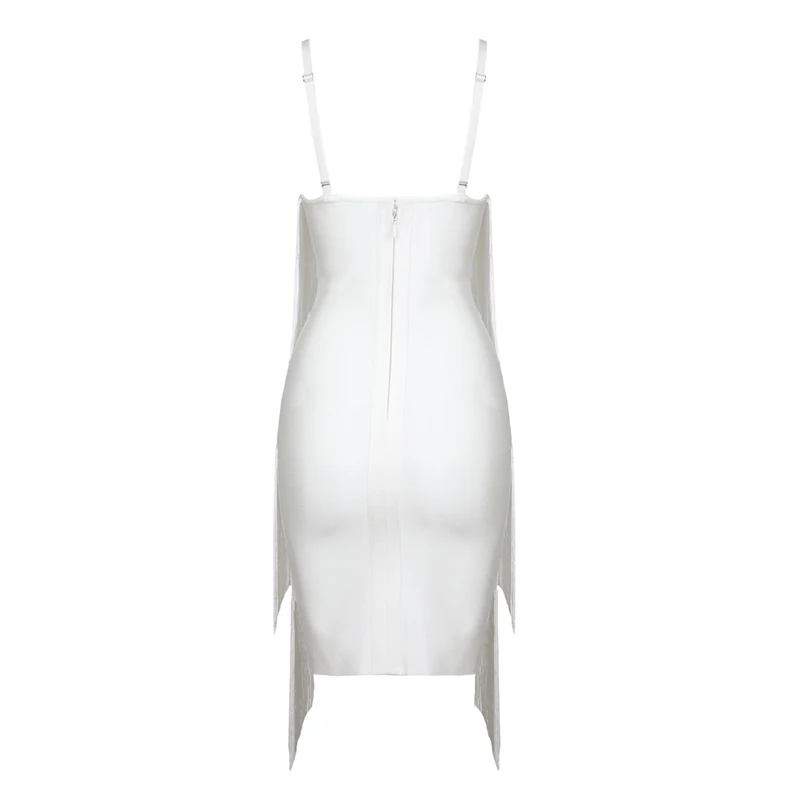 Белый Черный Новые Бинты Платье Женщины Партия Знаменитости Кистями Платья Sexy V