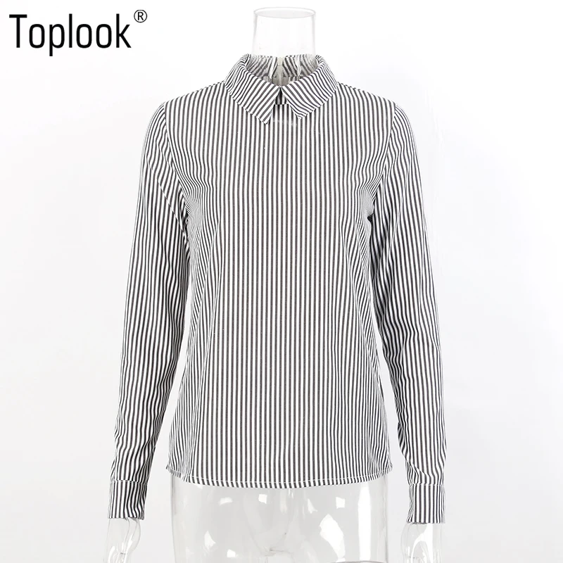 Toplook элегантные офисные полосатая блуза Для женщин 2018 Весна Новая мода рубашка на
