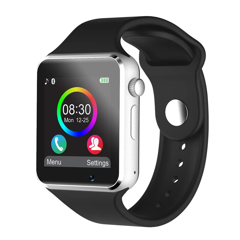 SIKEMEI Bluetooth Смарт Умные Часы SmartWatch телефон с Шагомер Сенсорный экран Камера Поддержка TF sim-карты для смартфонов IOS и Android - Цвет: Silver Black