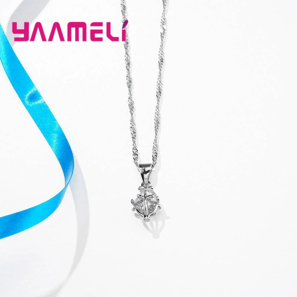 Genuine 925 Sterling Silver Women Jewelry Sets Simple Personality Design AAA Cubic Zirconia Party Necklace Earrings | Украшения и