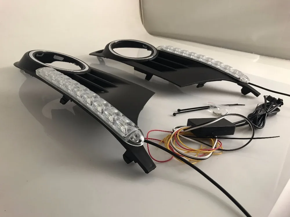 EOsuns led drl Дневной ходовой светильник+ движущийся желтый указатель поворота для volkswagen vw golf 6 mk6 2009-, с 3 м лентой и винтами