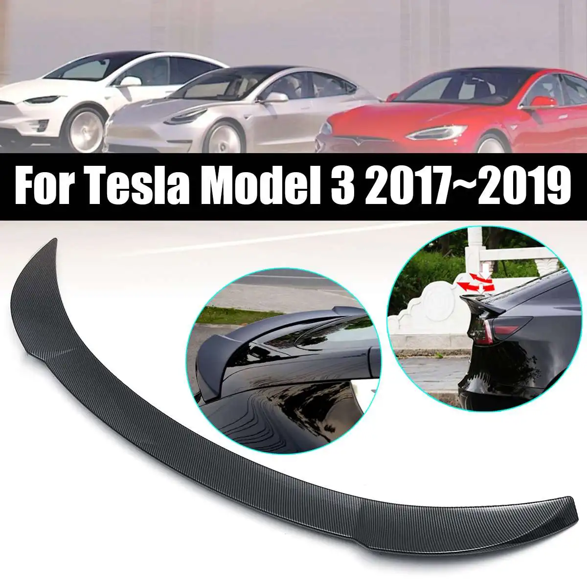 Для Tesla модель 3- задний спойлер крыло ABS углеродного волокна глянцевый черный красный багажник автомобиля загрузки губы крыло спойлер автомобильные аксессуары