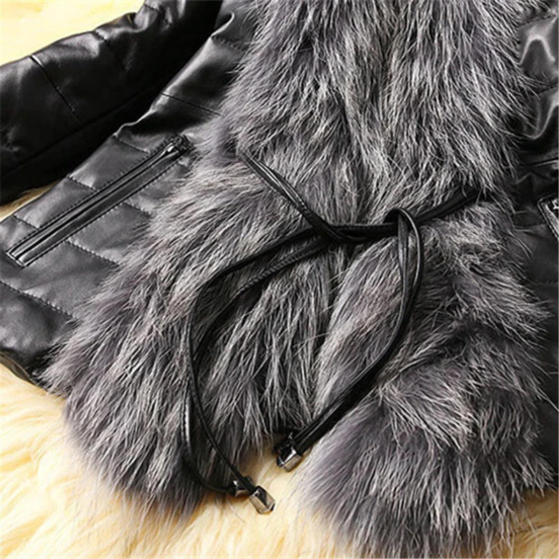 

2018 Autumn And Winter Imitation Fox Fur Coat Female Short Paragraph Female Long-Sleeved PU Imitation Fur Artificial Fur Women