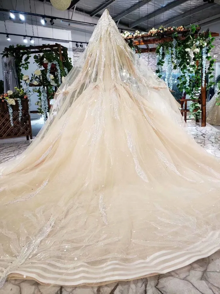 Королевское свадебное платье цвета шампанского с длинными рукавами Vestido De Noiva