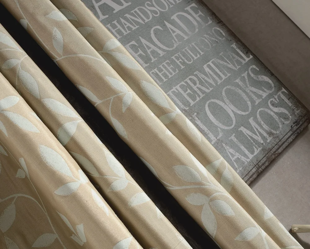 Двойная жаккардовая занавеска кофейно синяя оконная Цветочная s образные