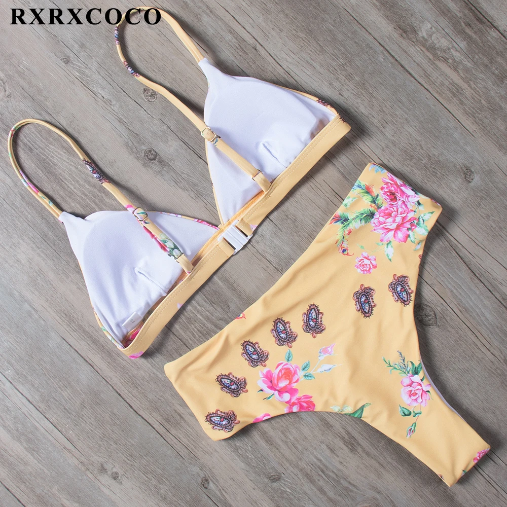 RXRXCOCO, сексуальное бикини с принтом,, горячий купальник, женский купальник, стринги, набор Пуш-ап бикини, высокая талия, купальники, костюмы для купания