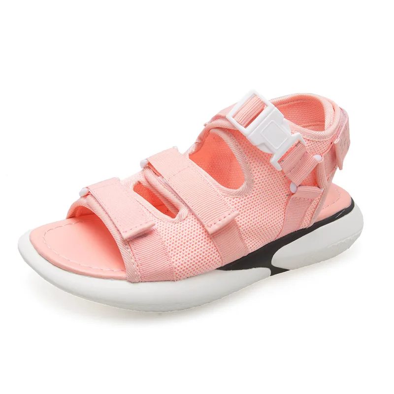 Модные летние сандалии на платформе женские с открытым носком плоской подошве