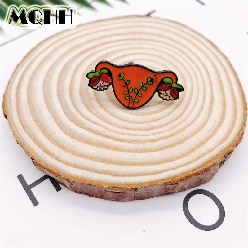 

Creative Human Organs Uterus Plants Flowers Fun Enamel Alloy Brooch Badge T-shirt Pins Bags Accessories Women Jewelry Gift