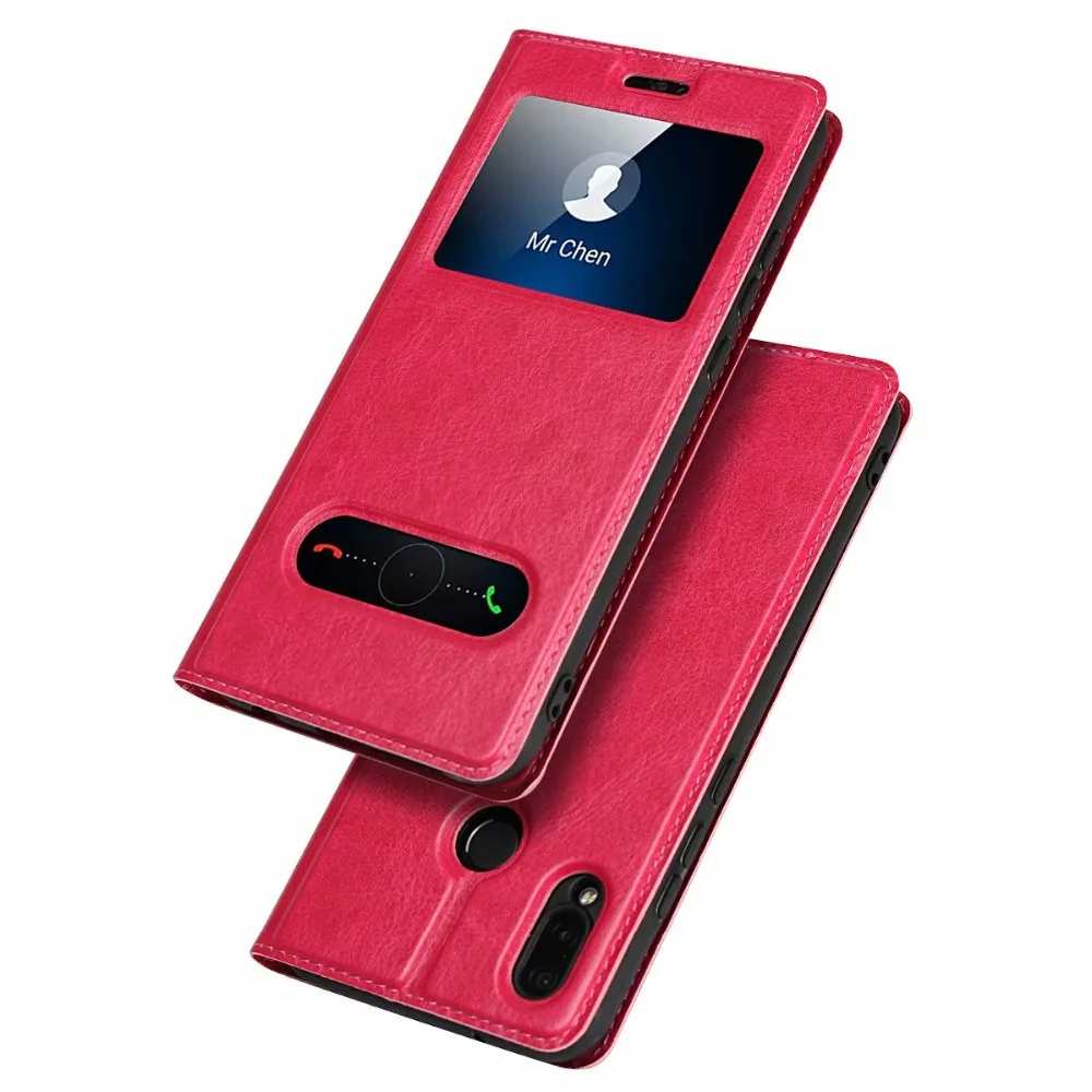 Умный чехол для Huawei P20 Lite &amp Pro с магнитным окошком и подставкой из искусственной