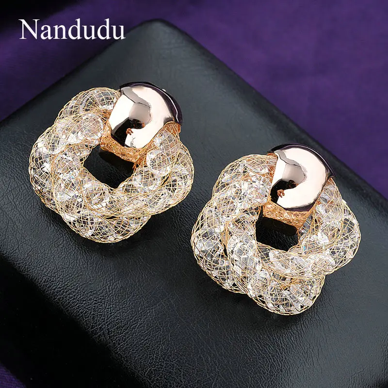 Nandudu модные ювелирные изделия серьги белый кристалл сетки популярные