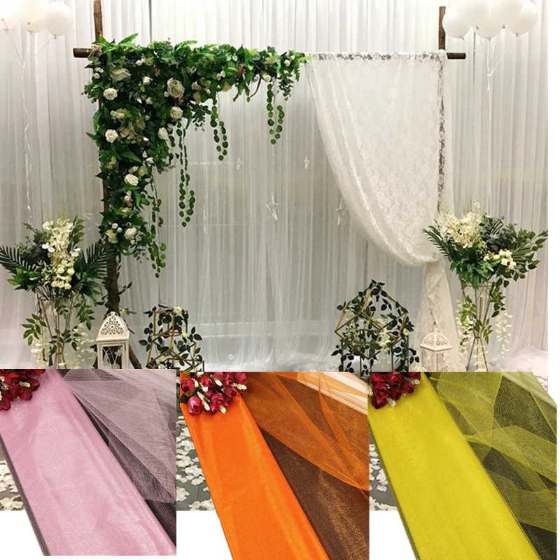 5 м/лот желтая романтичная Снежная пряжа свадебные арки прозрачная органза