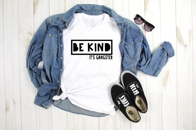 

Skuggnas, Новое поступление, футболка в гангстерском стиле Be Kind It's, женские футболки с коротким рукавом, модные футболки Tumblr, топы унисекс, Прямая поставка
