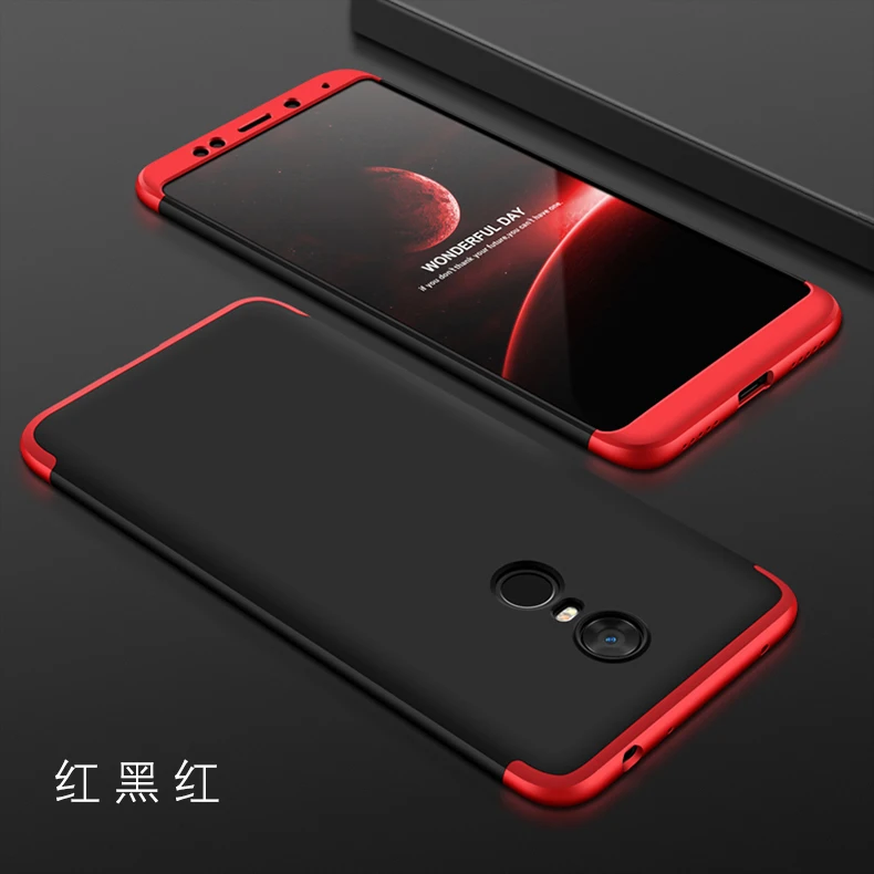 Red black Роскошный бронированный чехол 360 для Xiaomi Redmi 5 Plus Redmi5 Pro, чехол, Жесткий Бампер, защитный чехол - Цвет: Red black