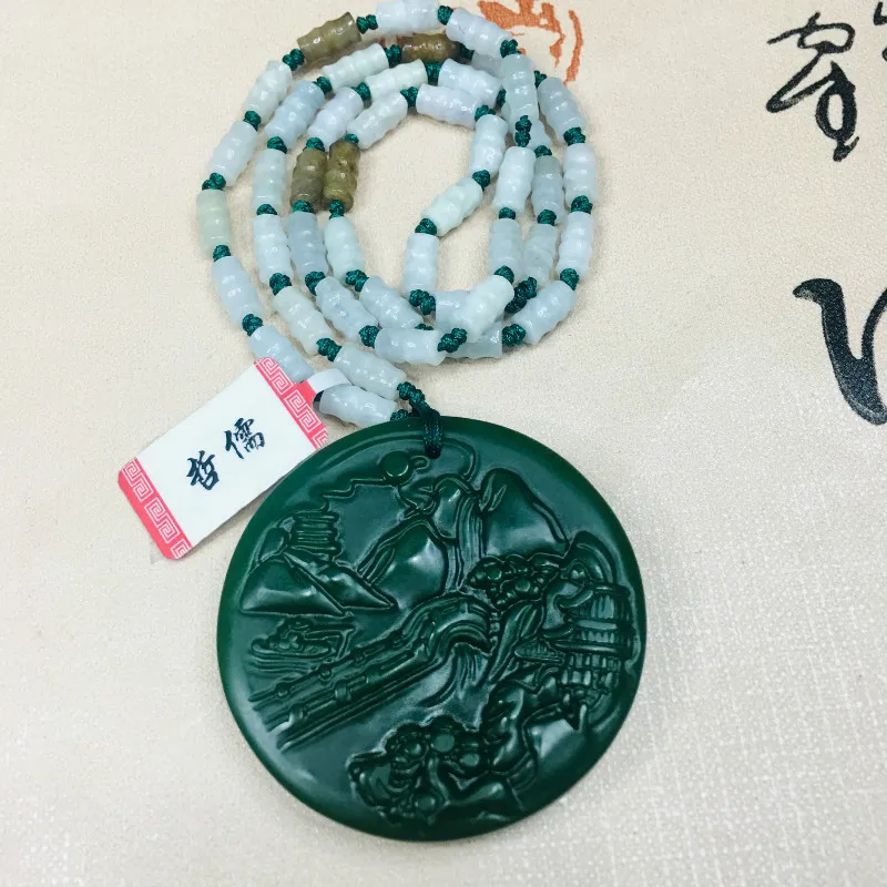 Zheru ювелирных изделий из чистой натуральной яшмы резной Зеленый Горный Водный