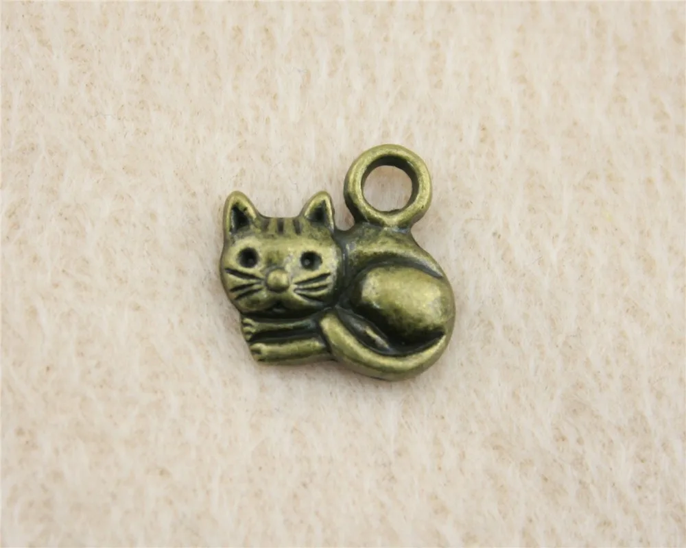 

50 шт./лот 15*13 мм Очаровательные Подвески в виде древней бронзовой кошки DIY ювелирные изделия для браслета ожерелья серьги