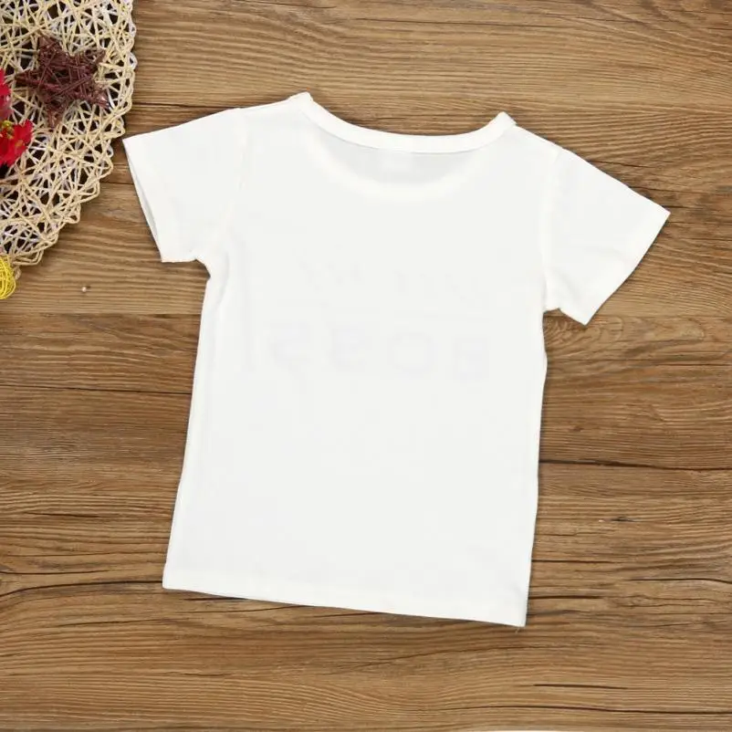 Летняя футболка для маленьких мальчиков и девочек с принтом Босс белая детская