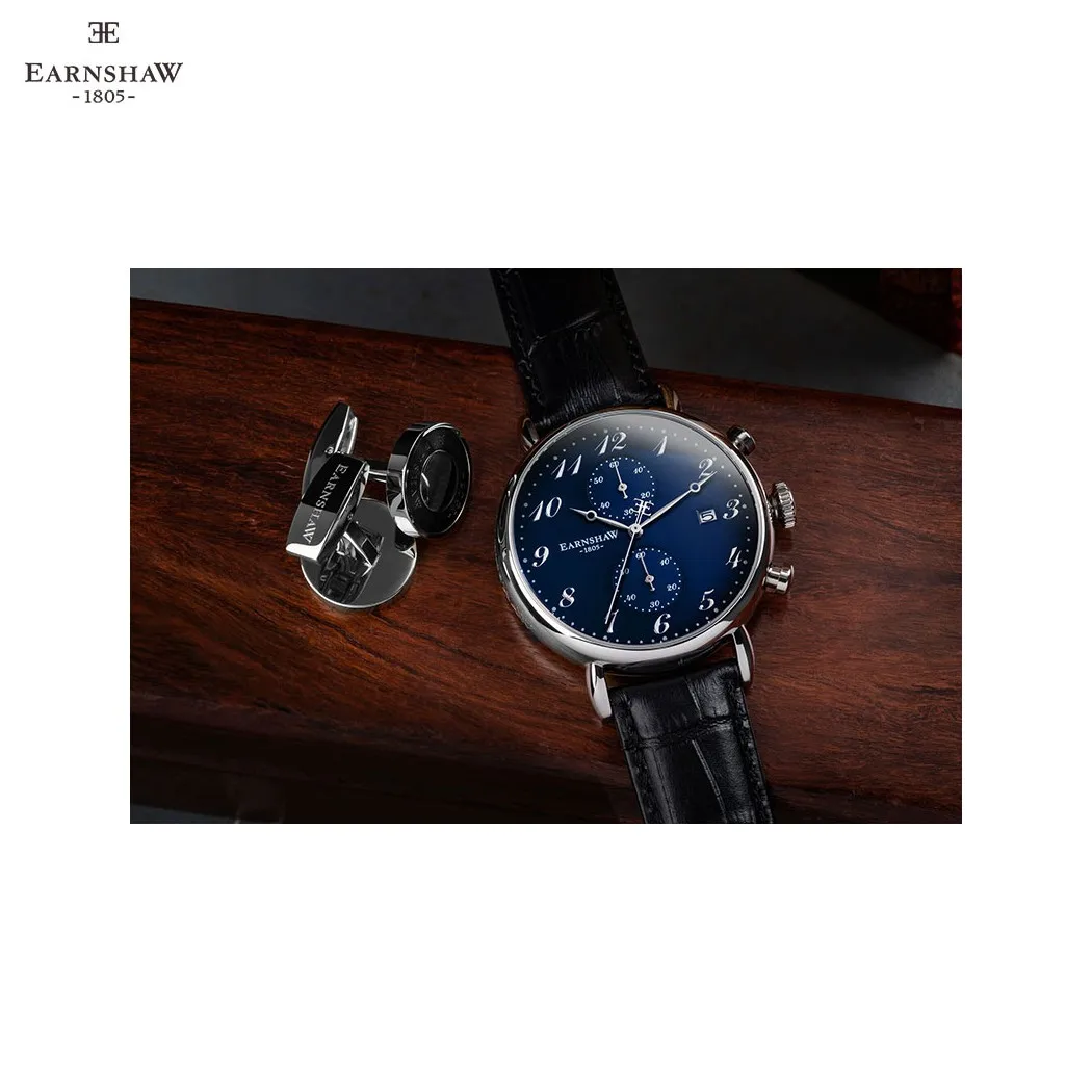 Наручные часы Earnshaw ES-8089-03 мужские с кварцевым хронографом на кожаном ремешке |