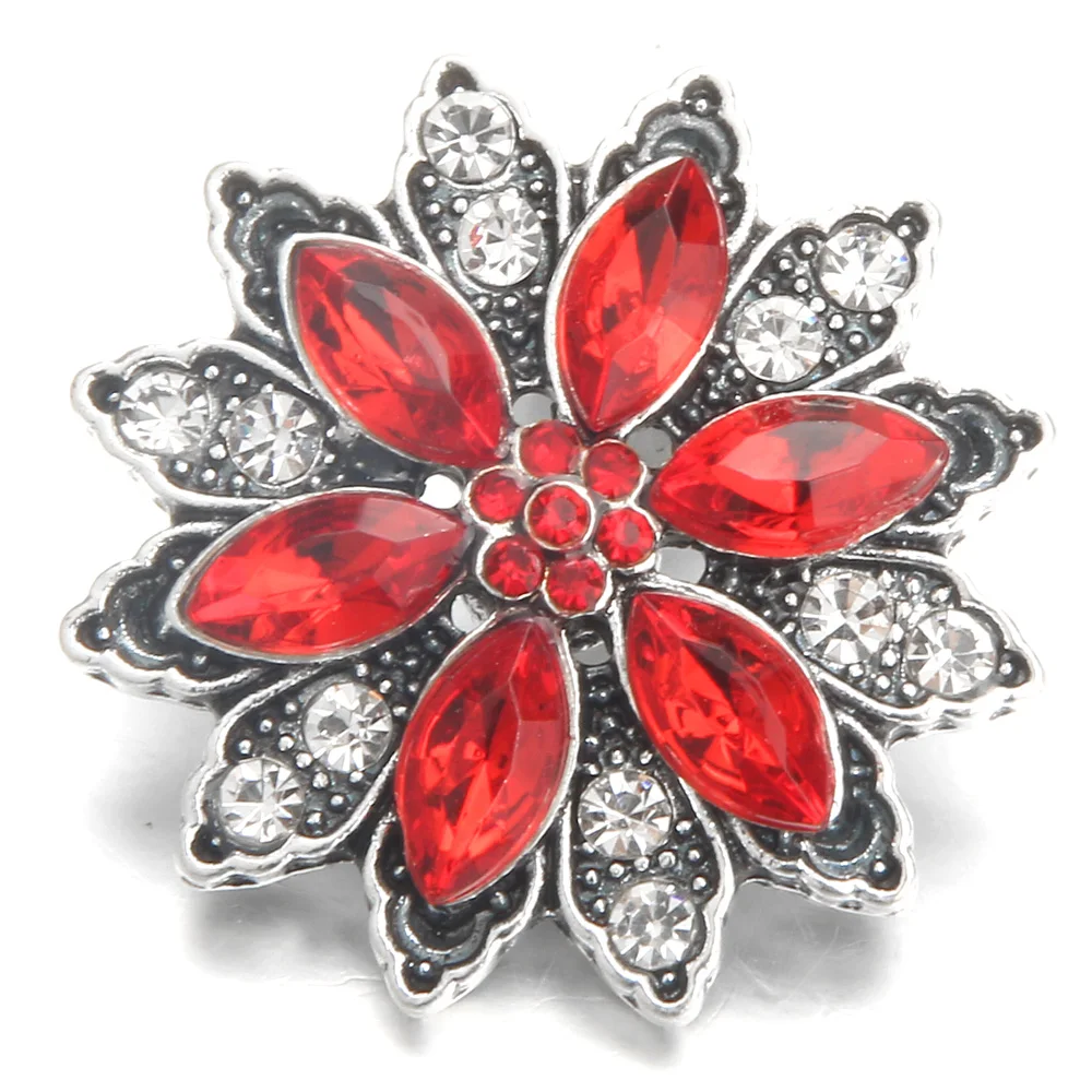 New Metal Snap Button Jewelry 18mm Charm Rhinestone Flower Fit Bracelet Necklace for Women Snaps | Украшения и аксессуары