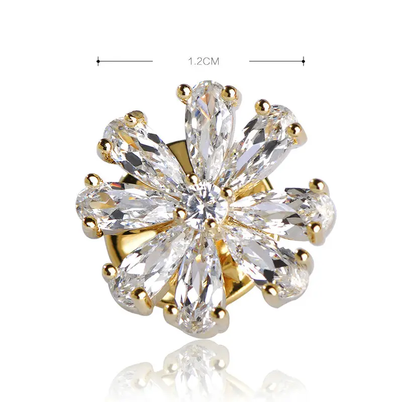 Блестящие стразы белый цирконий снежный цветок броши для женщин медный зажим на