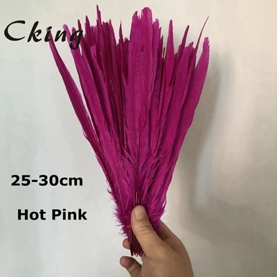hot pink CKing 100 шт Черный Цвет Окрашенные женские хвостовые перья охотничьего фазана перо 25 до 30 см 10 до 12 дюймов длинный Алмазный фазан перья фазана - Цвет: hot pink