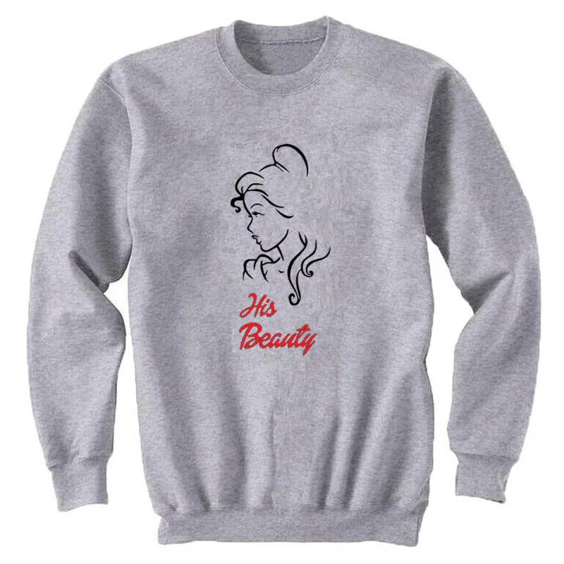 143QLWSportsG EnjoytheSpirit Пара Толстовка его красавица ее чудовище пары Crewneck унисекс джемперы с длинным рукавом хлопок полиэстер зима теплый - Цвет: 143QLWSportsG