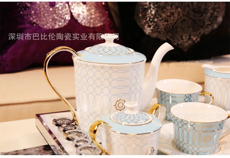 Небольшой свежий оригинальность костяной фарфор Чайный горшок костюм синий круг послеобеденный чай магазин керамическая кофейная чашка блюдо