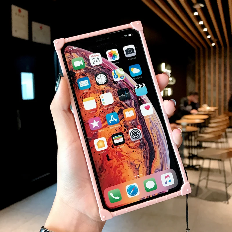 Модный Роскошный силиконовый чехол с фламинго для iPhone 6 7 8 Plus X XS XR XSMAX квадратный