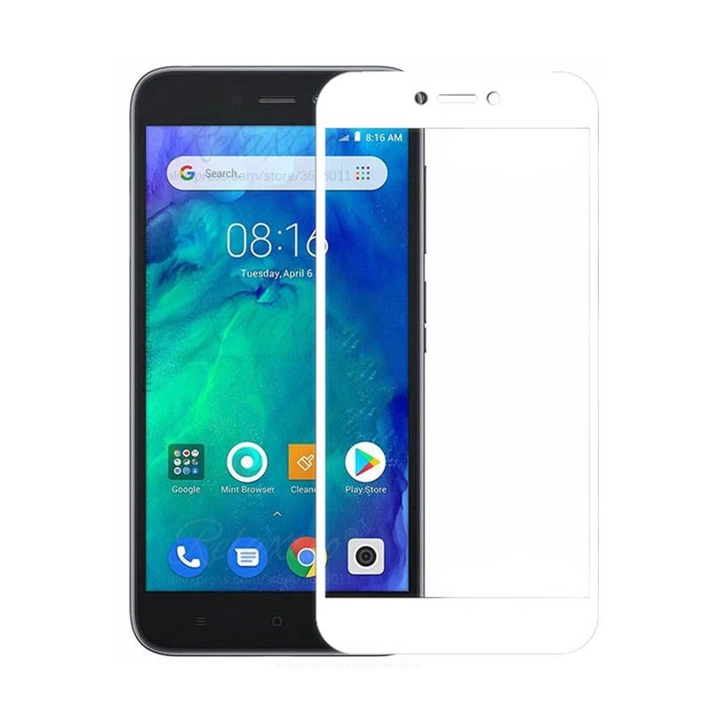 White Защитное стекло для Xiaomi Redmi Go, Защитное стекло для экрана для Redmi go, закаленное стекло, полное покрытие, пленка 9h - Цвет: White