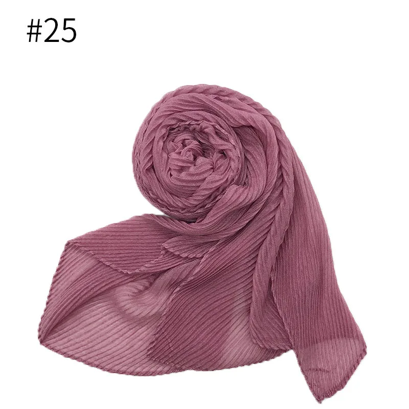 25 dsuty-pink Модный плиссированный Макси хиджаб шарф элегантный длинный шаль обернуть простой мусульманский хиджаб женские плиссированные шарфы шали Мягкий шарф 26 цветов - Цвет: 25 dsuty-pink