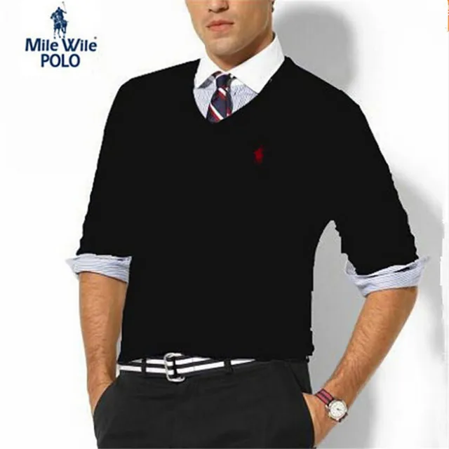 2015 men's V-neck solid polos ralp male 