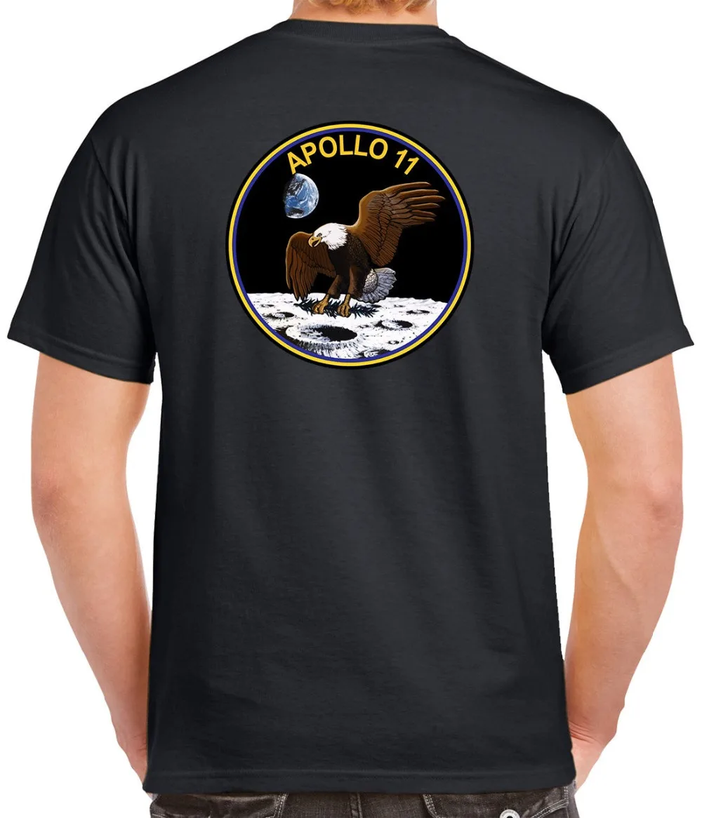 

2019 Summer Short Sleeve Cotton Brand New T-Shirts Apollo 11 T-Shirt - 2 sided tee Print T Shirt Men