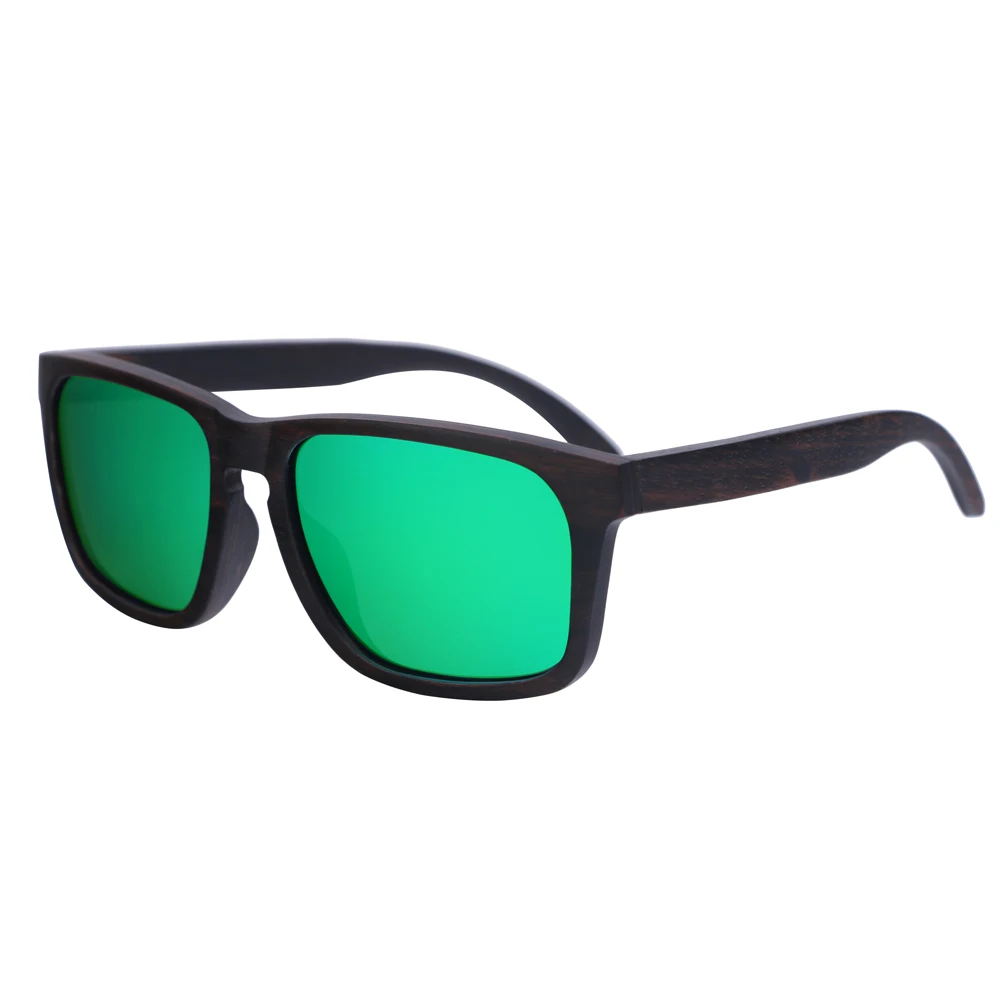 green lens BerWer Ретро эбеновые деревянные солнцезащитные очки с поляризованными линзами и модный дизайн из дерева оправа солнцезащитные очки дропшиппинг OEM - Цвет линз: green lens