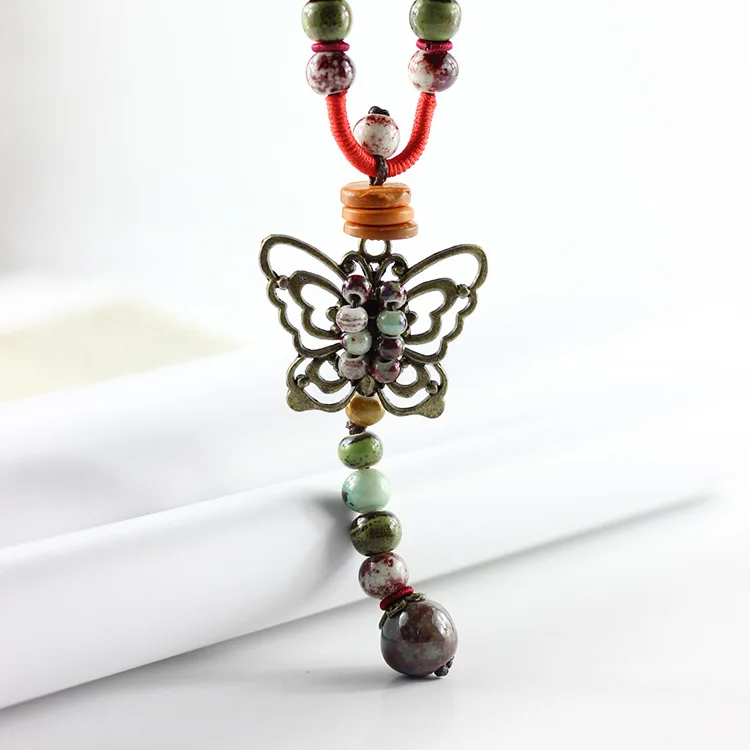 2018 Hot Fashion Handmade Ceramic String Beads long Strand Necklace Tassel Pendant Jewelry For Women New | Украшения и аксессуары