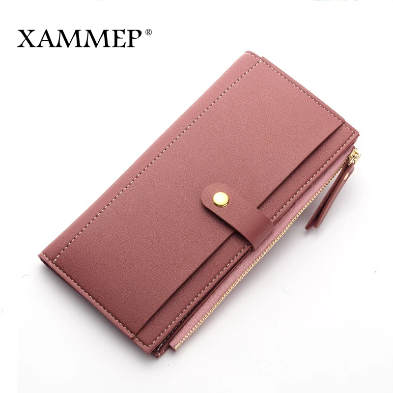 Pink Женские кошельки, классический длинный кошелек, держатель для карт для женщин, ПУ кожа, карман для телефона, карман для монет, чехол для телефона, женские сумки, Xammep - Цвет: Pink